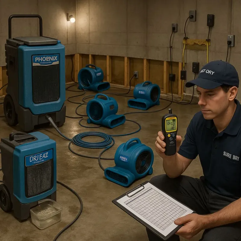 Structural Drying and Dehumidification process in Stacy, MN